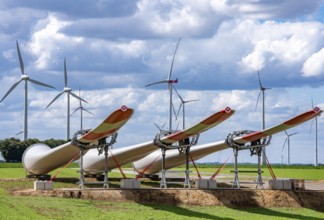 Construction site for the expansion of the Lövenich wind farm, in the Rhenish lignite mining area,