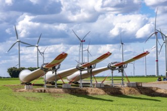 Construction site for the expansion of the Lövenich wind farm, in the Rhenish lignite mining area,