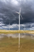 Wind farm, wind turbines, south of the village of Holzweiler, in the Rhenish lignite mining area