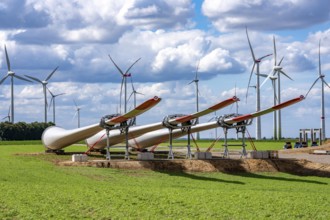 Construction site for the expansion of the Lövenich wind farm, in the Rhenish lignite mining area,