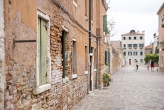 Venice, Italy - 2 September 2025: Building with old brickwork during the 82nd Venice International