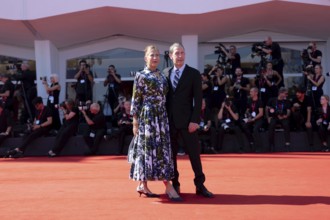 Venice, Italy - 1 September 2025: Tim Blake Nelson, Lisa Benavides during the Red Carpet of - The