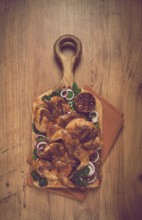 Fried, quail meat, tobacco (tapaka), with spices, homemade, no people