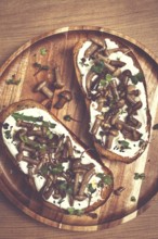 Sandwiches with cream cheese and pickled honeydew, healthy breakfast, homemade