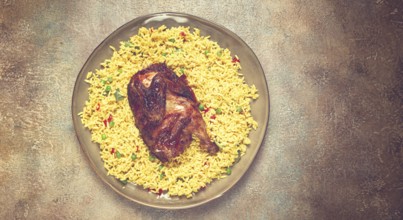 Kabsa, rice with chicken, Saudi Arabian dish, national dish, homemade, no people