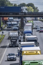 Traffic jam on the A1 motorway, between the Dortmund-Unna junction, A1 A44, and the Kamener Kreuz