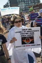 Detroit, Michigan USA - 1 September 2025 - A union member dressed as Princess Leia from Star Wars