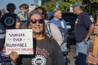 Detroit, Michigan USA - 1 September 2025 - Union members march in Detroit's Labor Day parade