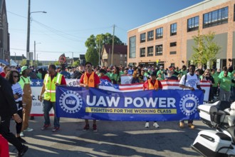 Detroit, Michigan USA - 1 September 2025 - Large numbers of auto workers marched in Detroit's Labor