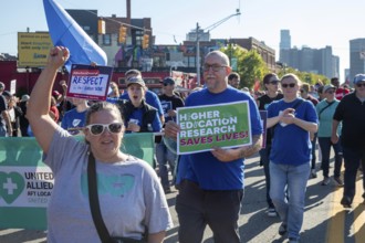 Detroit, Michigan USA - 1 September 2025 - Members of the American Federation of Teachers march in
