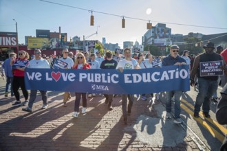 Detroit, Michigan USA - 1 September 2025 - Teachers march in Detroit's Labor Day parade,
