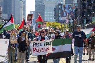 Detroit, Michigan USA - 1 September 2025 - A large group protesting Israel's war in Gaza marched in