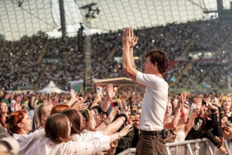 Shawn Mendes stands with the fans at the Superbloom Festival, day 2 at the Olympiapark, Munich,