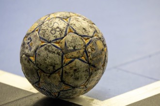 Close-up of a match ball from the 2nd HBL (German Handball League)