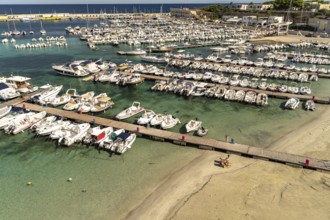 Beach and marina in Otranto, Apulia, Italy