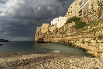 City beach Spiaggia Llama Monachile in Polignano a Mare, Apulia, Italy