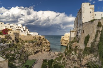 City beach Spiaggia Llama Monachile in Polignano a Mare, Apulia, Italy
