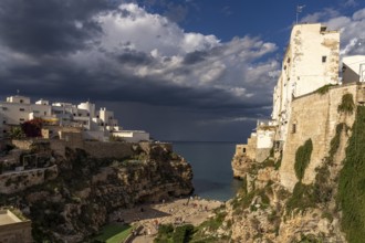 City beach Spiaggia Llama Monachile in Polignano a Mare, Apulia, Italy