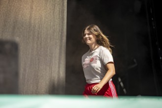 Eva Briegel, singer of the band Juli at the Superbloom Festival, day 2 in the Olympiapark, Munich,