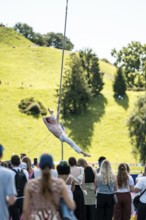 Vertical tightrope walkers at the Superbloom Festival, Day 2 in the Olympic Park, Munich, 31-08