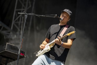 Simon Triebel, guitarist of Juli at the Superbloom Festival, day 2 at the Olympiapark, Munich,