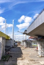 New construction of the second motorway bridge Neuenkamp of the A40, over the Rhine near Duisburg,