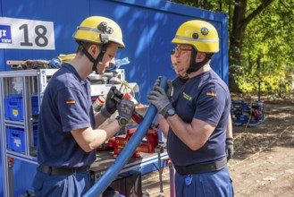 Emergency services from the infrastructure specialist group set up water, sewage, electricity and