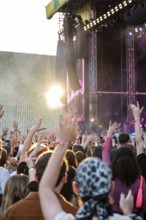 Visitors celebrate during Nelly Furtado's performance at the Superbloom Festival, Day 1 at the