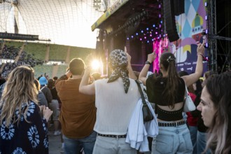 Visitors celebrate during Nelly Furtado's performance at the Superbloom Festival, Day 1 at the