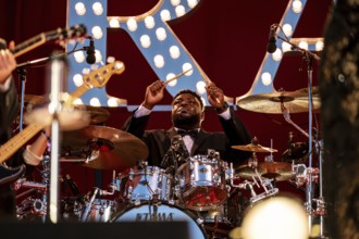 Drummer of Raye at the Superbloom Festival, Day 1 at the Olympiapark, Munich, 30/08/2025