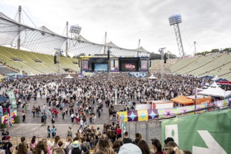 View of the two main stages at the Superbloom Festival, Day 1 in the Olympic Park, Munich,
