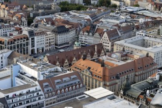 View from the observation deck of the City Tower towards the market square and the old town hall,