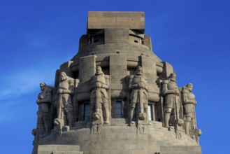 Monument to the Battle of the Nations, detail, knight figures, Leipzig, Saxony, Germany, 26 August