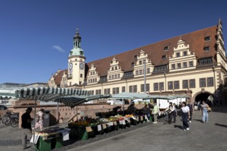 Market square with old town hall, Leipzig, Saxony, Germany, 26.08.2025 < english> Market square