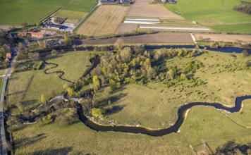 Aerial view, Steveraue Olfen nature reserve, Olfen-Kirchspiel, Olfen, Münsterland, North