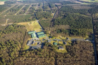 Aerial photo, Keller Pyro, storage facility for rent in Olfen, forest area Hullerner Straße,