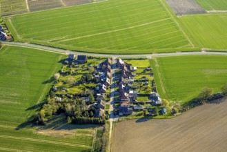 Aerial view, square housing estate Im Hüningholz, Olfen-Kirchspiel, Olfen, Münsterland, North