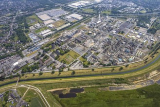 Aerial view, Oxea plant (Ruhrchemie), Otto-Roelen-Straße, river Emscher, Holten, Oberhausen, Ruhr