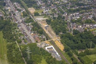 Aerial view, Holten station, construction site and extension of the Betuweroute and Betuwe Line