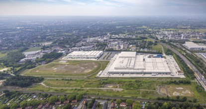 Aerial view, EDEKA Rhein-Ruhr central warehouse, Picnic FCA Oberhausen GmbH e-food warehouse,