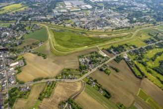 Aerial view, floodplain Holtener Bruch, floodplain at the river Emscher, behind the Oxea plant
