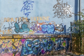Graffiti artwork at Woodbridge Skatepark, Woodbridge, Suffolk, England, UK
