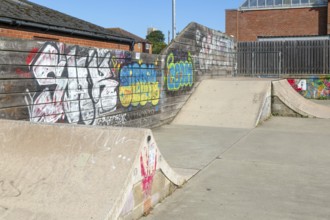Graffiti artwork at Woodbridge Skatepark, Woodbridge, Suffolk, England, UK