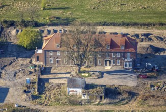 Aerial view, Haus Füchteln, building site and construction area, Olfen-Kirchspiel, Olfen,