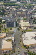 Aerial view, Bahnhofstraße shopping centre Sterkrader Tor with car park and technical town hall,