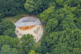 Aerial view, Revierpark Vonderortand playground equipment in the forest, Bottroper Straße,