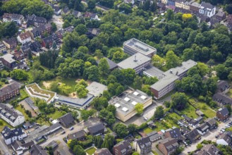 Aerial view, Käthe-Kollwitz-Berufskolleg with sports hall and municipal day-care centre