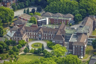 Aerial view, Johanniter Hospital, Sterkrade Mitte, Oberhausen, Ruhr area, North Rhine-Westphalia,