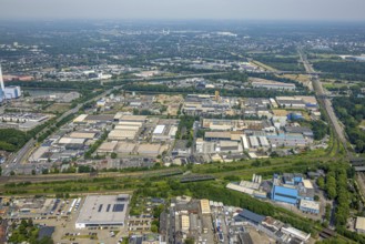 Aerial view, industrial area West 2, industrial area Zum Eisenhammer, Oberhausen, Ruhr area, North