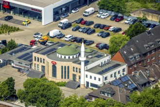 Aerial view, DITIB Central Mosque Oberhausen at Duisburger Straße, Oberhausen, Ruhr area, North